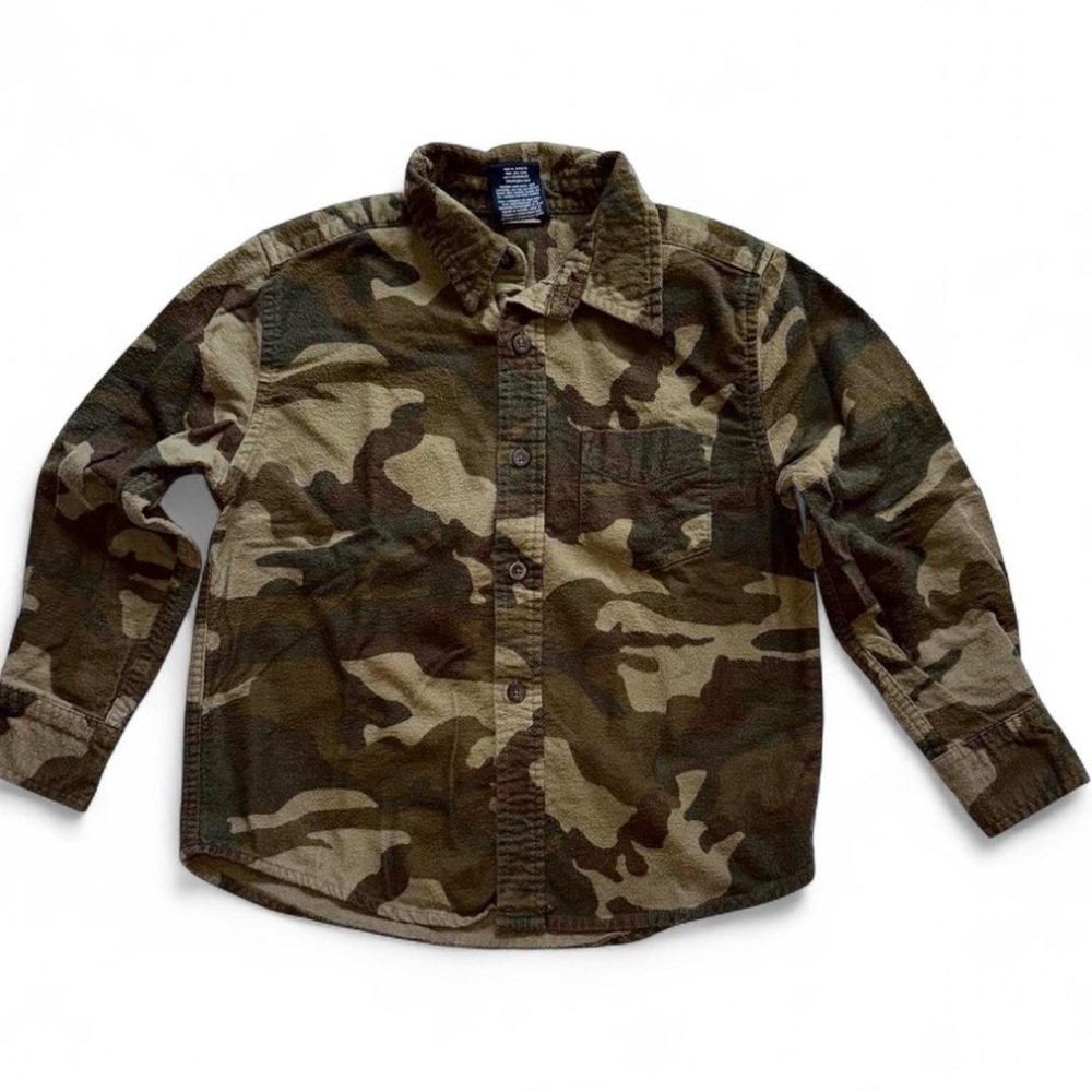 Faded Glory Boys Camo Flannel Shirt Organic Cotton Small 6/7